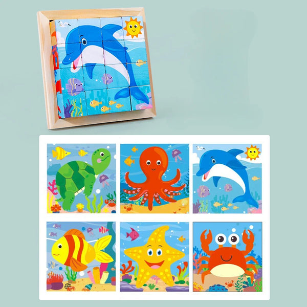 Ozeanbewohner | Frühes Lern-Holzpuzzle-Spielzeug für Kinder