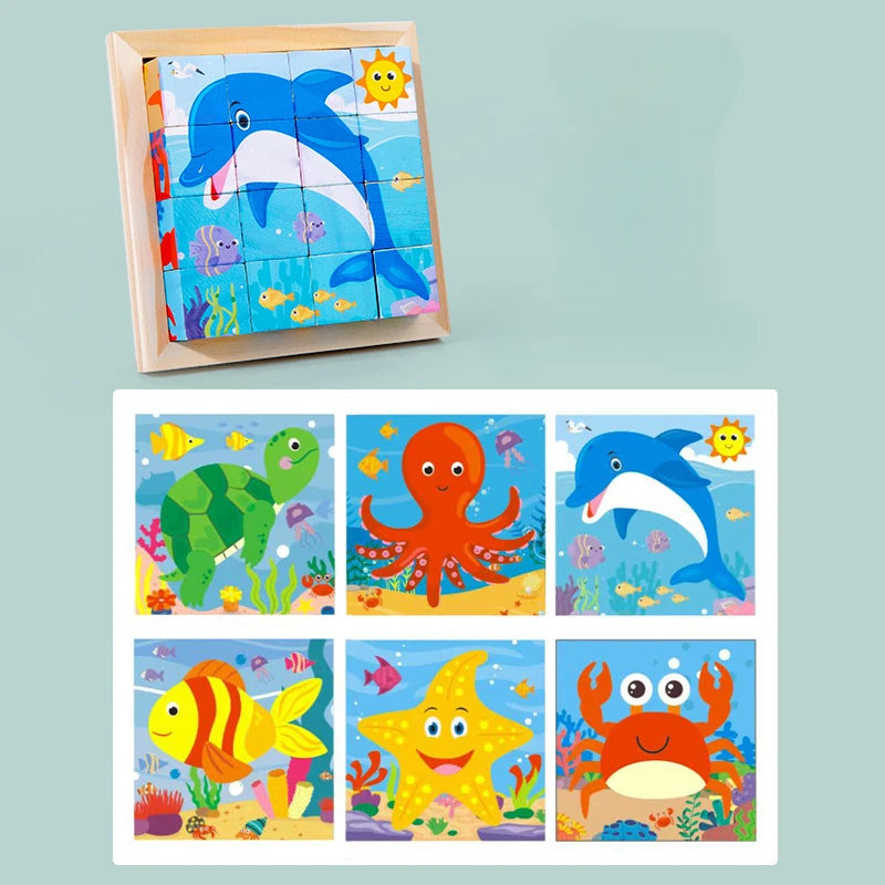 Ozeanbewohner | Frühes Lern-Holzpuzzle-Spielzeug für Kinder