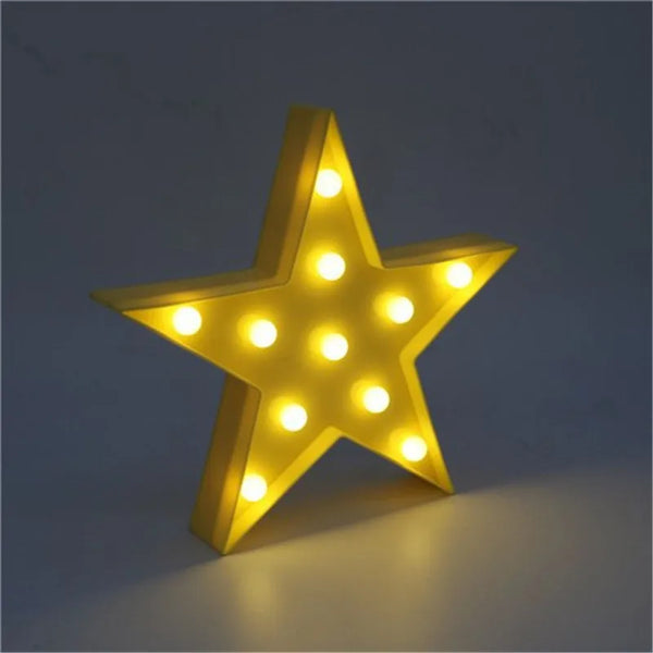 Pentagramm gelb | Nachtlicht mit Batteriebetrieb, Wandlampe, Spielzeug für Kinder